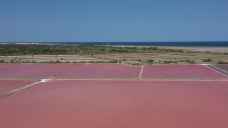 Sand-mediterranean-sea-and-pink-salt-marshes-salin-de-la-Palme-aerial-shot-Aude
